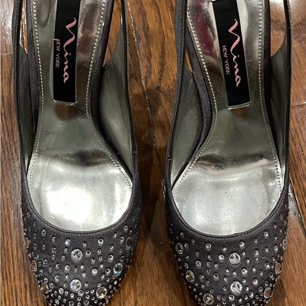 Nina New York Silver Crystal Heels